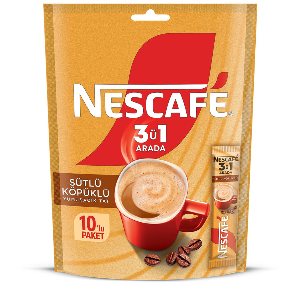 NESCAFE 3'Ü 1 ARADA SÜTLÜ KÖPÜKLÜ 10'LU MP
